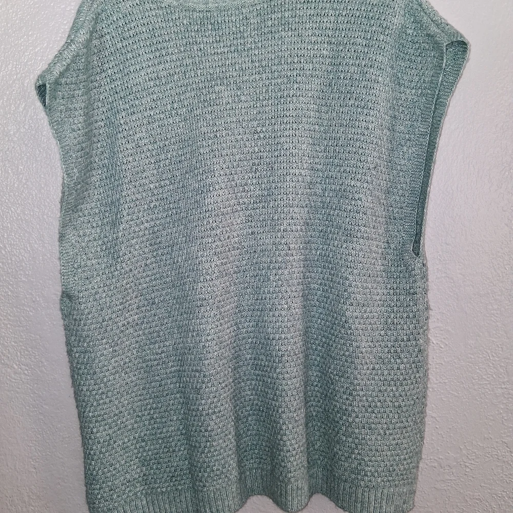J Jill NWT Light Blue Textured Knit Cotton Blend Sweater Vest 2X